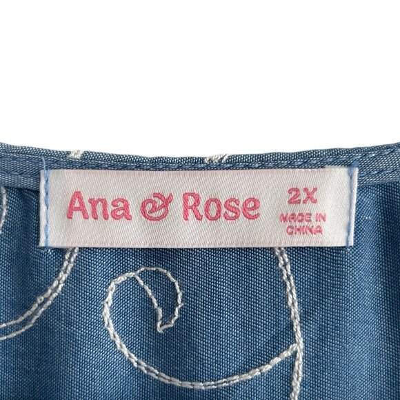 Ana & Rose Cherry Floral Embroidered Peplum Tunic Top NWT (2X) - Picture 10 of 14